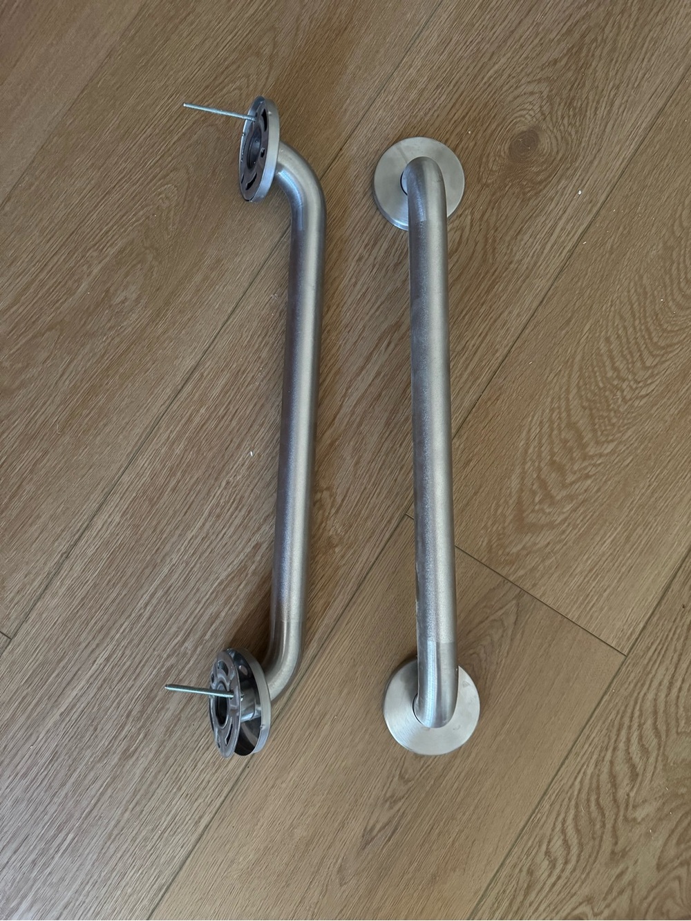Set of 2 Brushed Nickel Grab Bar - Brushed Nickel Safety Handle